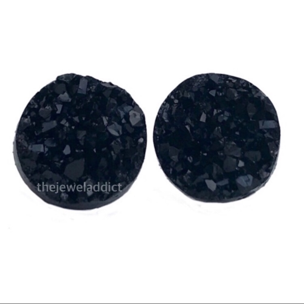 3 for 15🎀chunky Black Faux Druzy Studs